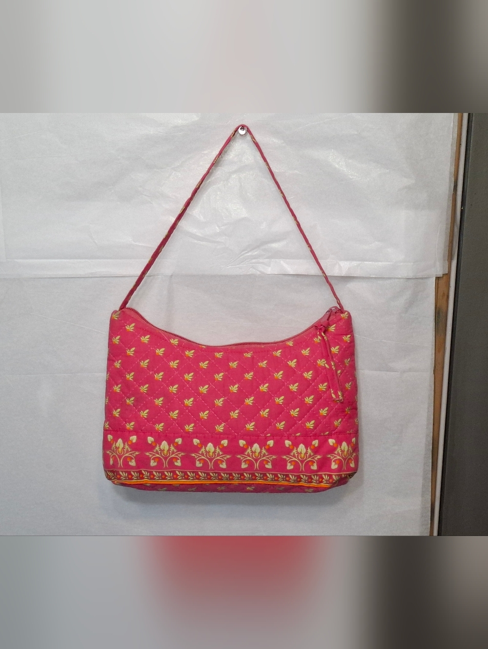 Quilted Pink Floral Shoulder Bag- EUC